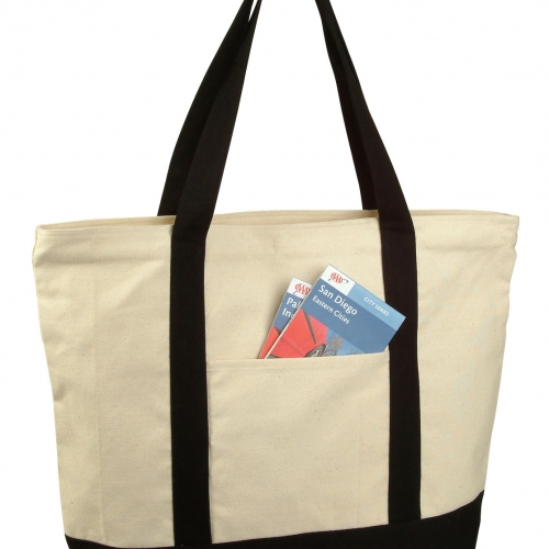 TCU081:  	ZIPPER CANVAS TOTE BAG