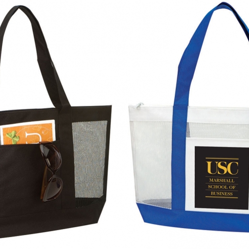 TPI126:  	MESH TOTE BAG W/ ZIPPER