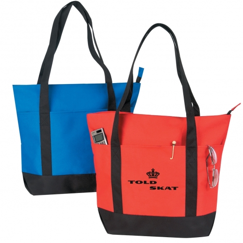 TPI127:  	POLY ZIPPER TOTE BAG