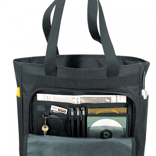 TPI137:  	POLY ZIPPER TOTE W/BRIEFCASE