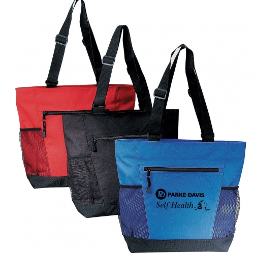 TPI143:  	ZIPPER POLY TOTE BAG