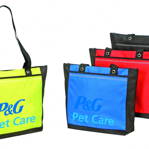 TPI150: 	POLY TOTE BAG W/ ZIPPER